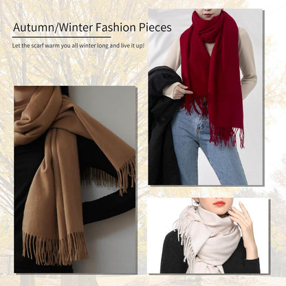 Schal Damen Winter mit Fransen, Burgunderrot