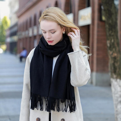 Schal Damen Winter mit Fransen, Burgunderrot