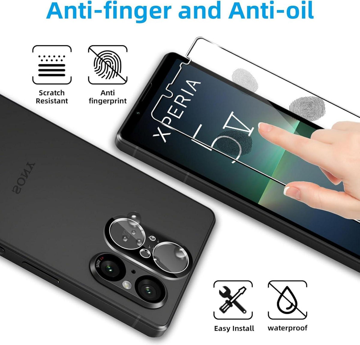 QULLOO Schutzfolie Sony Xperia 5v Panzerglas Kameraschutz