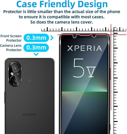 QULLOO Sony Xperia 5 v Schutzfolie 4er Set Panzerglas Displayschutz Kamerafolie