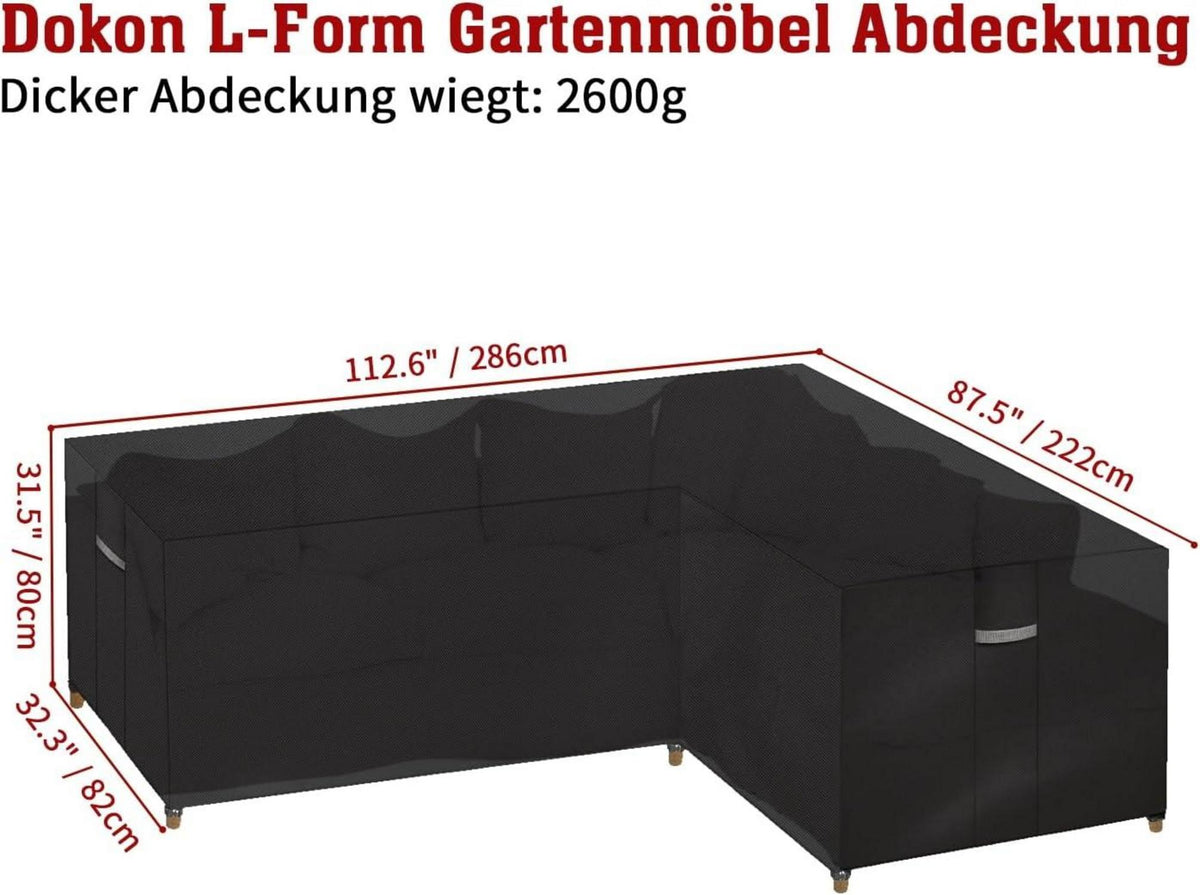 Abdeckung für Gartenmöbel L-Form 600D Oxford