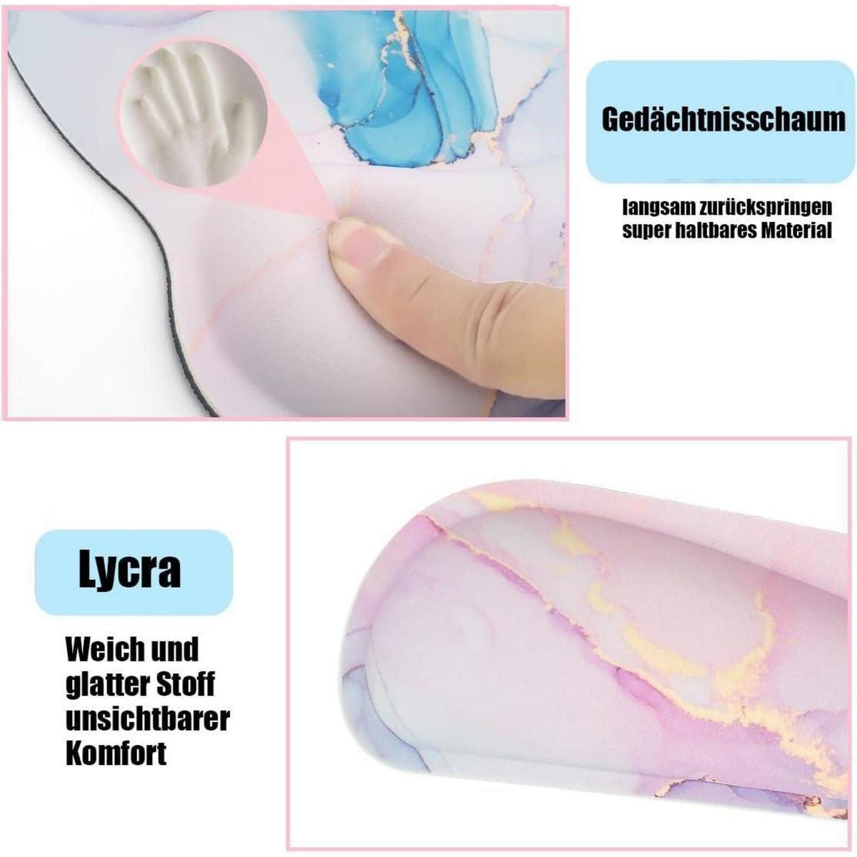 3-in-1 Handgelenkauflage Set Rosa mit Gelkissen & Untersetzer