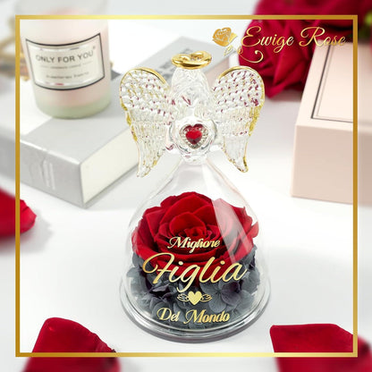 Ewige Rose Beste Mama Geschenk Engel Glaskuppel Familien-Geschenk