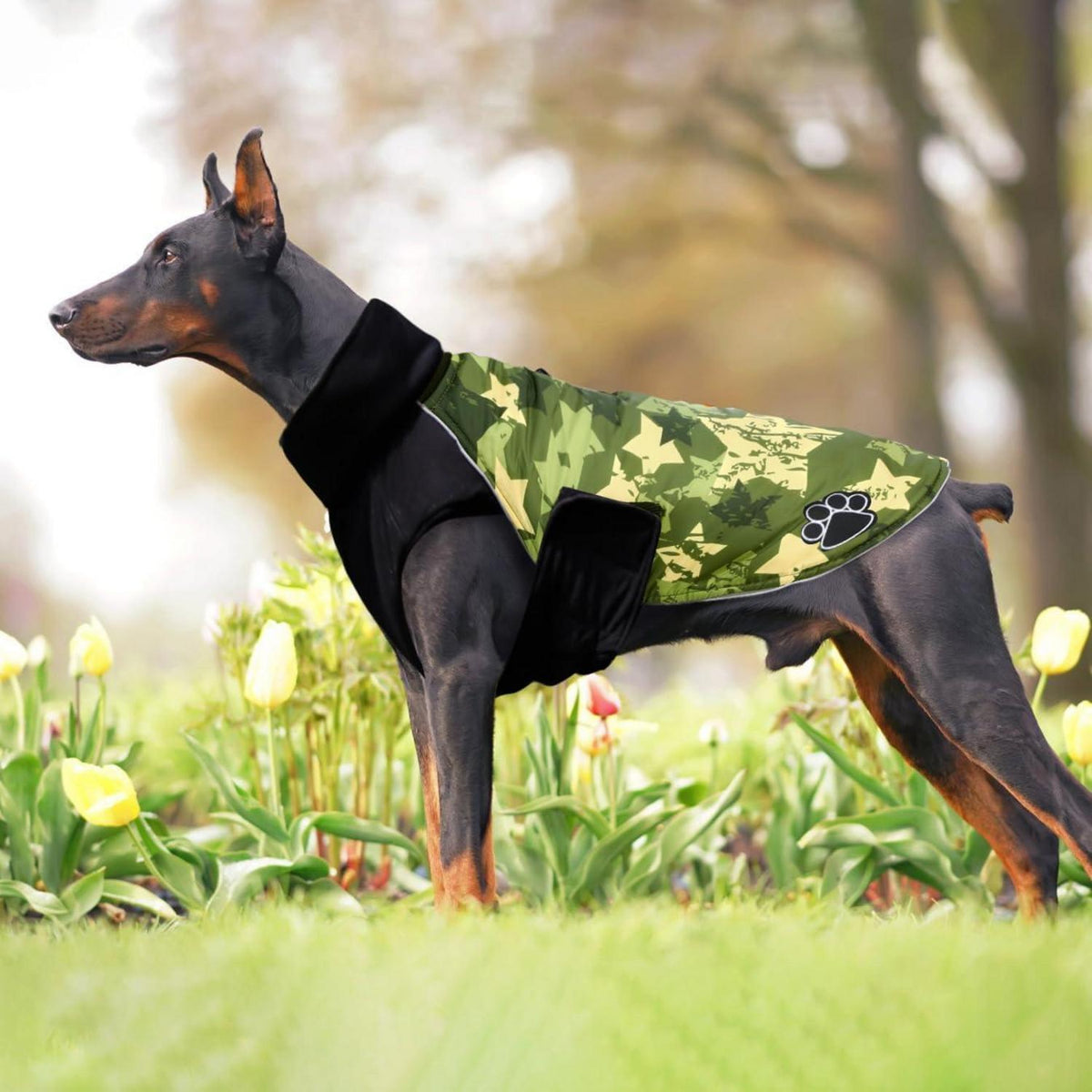 Hundemantel mit Beinen Reflektierend wasserdicht für große Hunde Grün