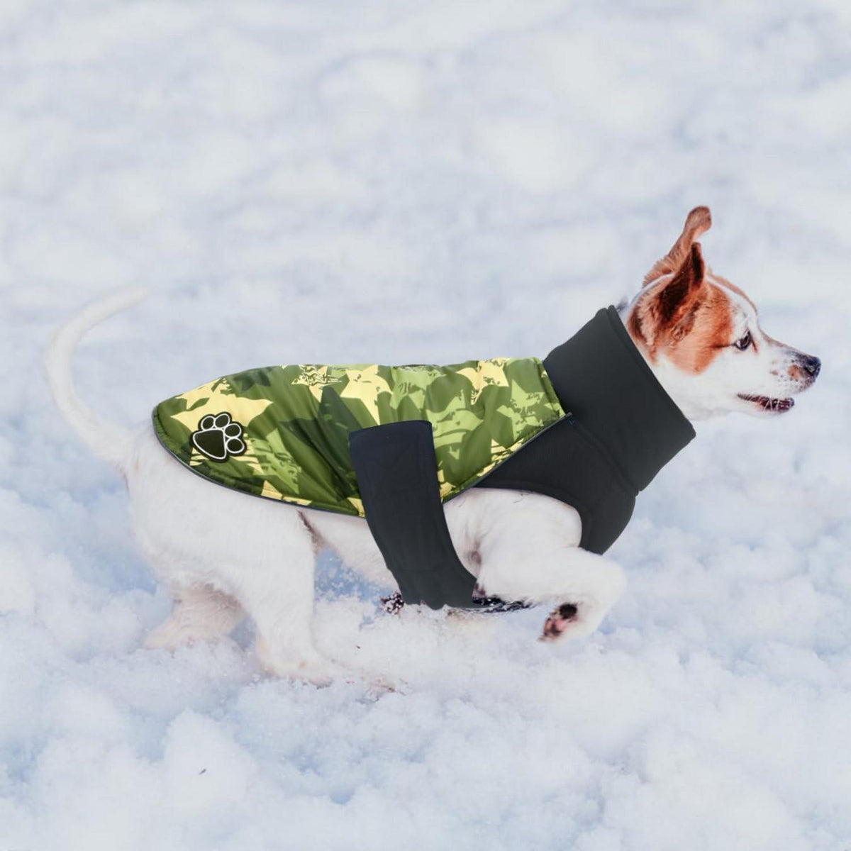 Hundemantel Fleece wasserdicht reflektierend GrünSternCamo ALADC002 L