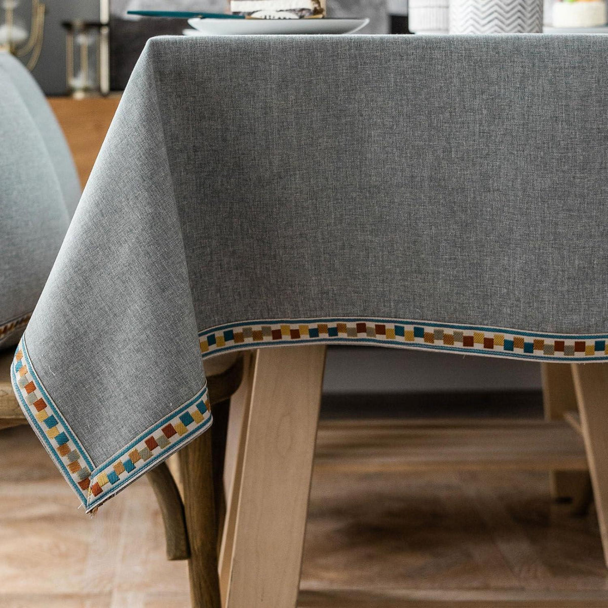 Vintage Boho Tischdecke Rechteckig Grau 130x240cm