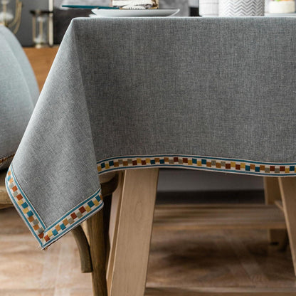 Vintage Boho Tischdecke Rechteckig Grau 130x240cm