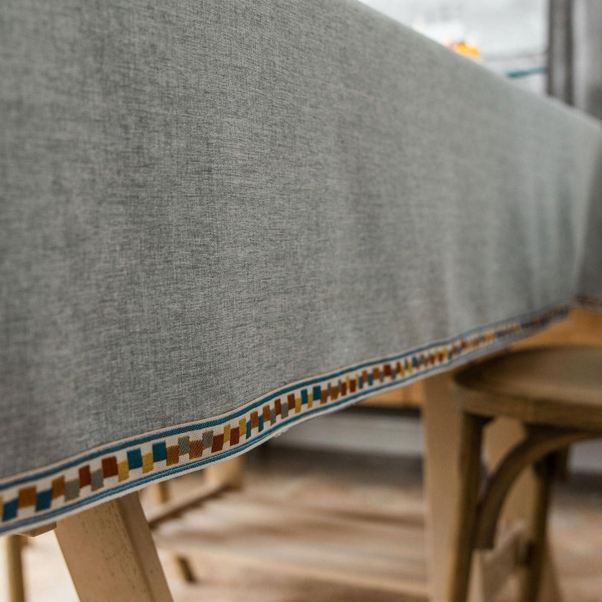 Vintage Boho Tischdecke Rechteckig Grau 130x300cm