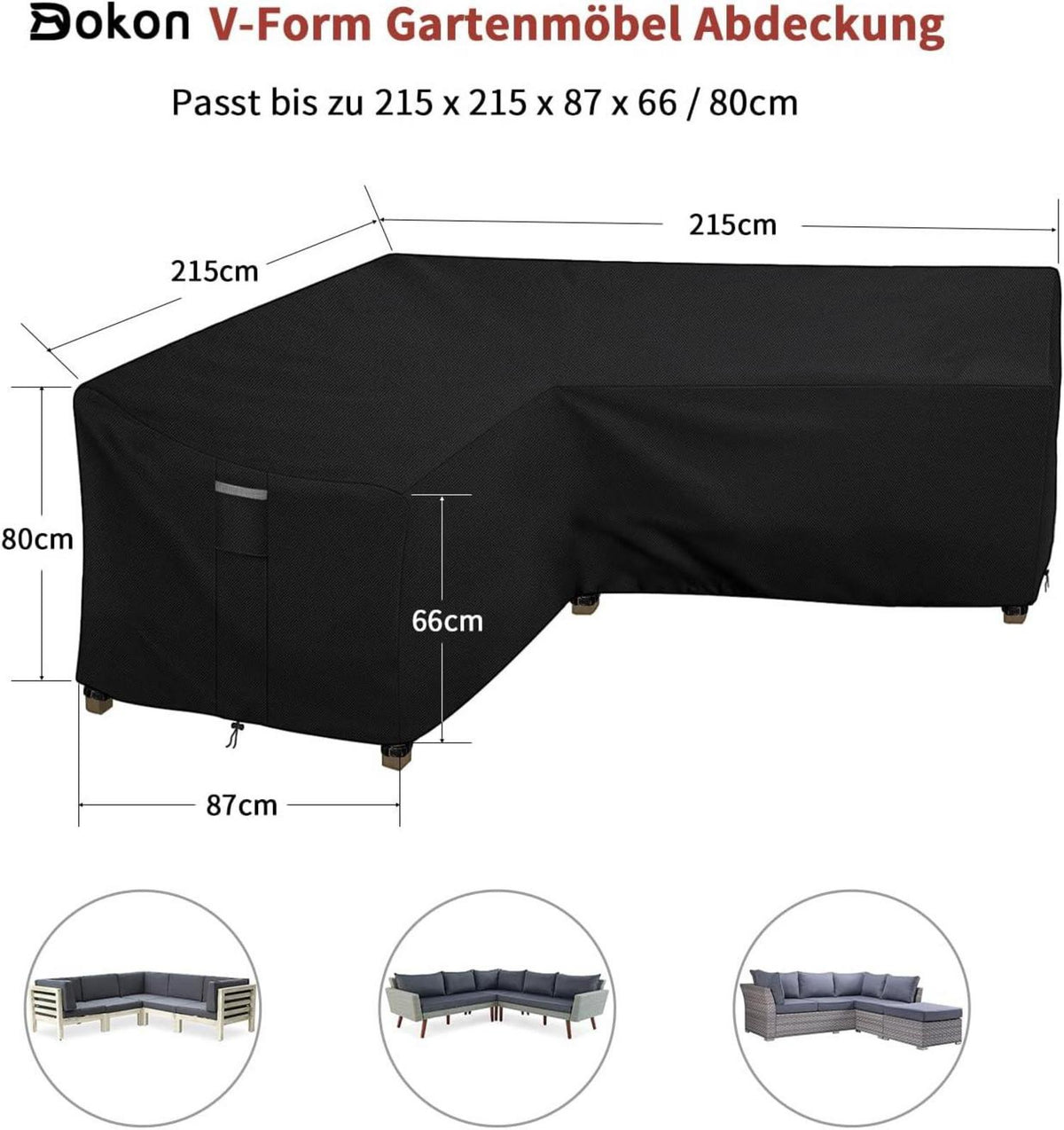 Dokon Gartenmöbel Abdeckung L Form 420D Oxford Wasserdicht