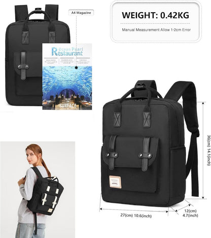 Leichter KONO Schulrucksack Unisex College 13 Zoll Laptop Schwarz