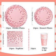 Partygeschirr Set Roségold für 24 Gäste – Teller, Servietten & Becher