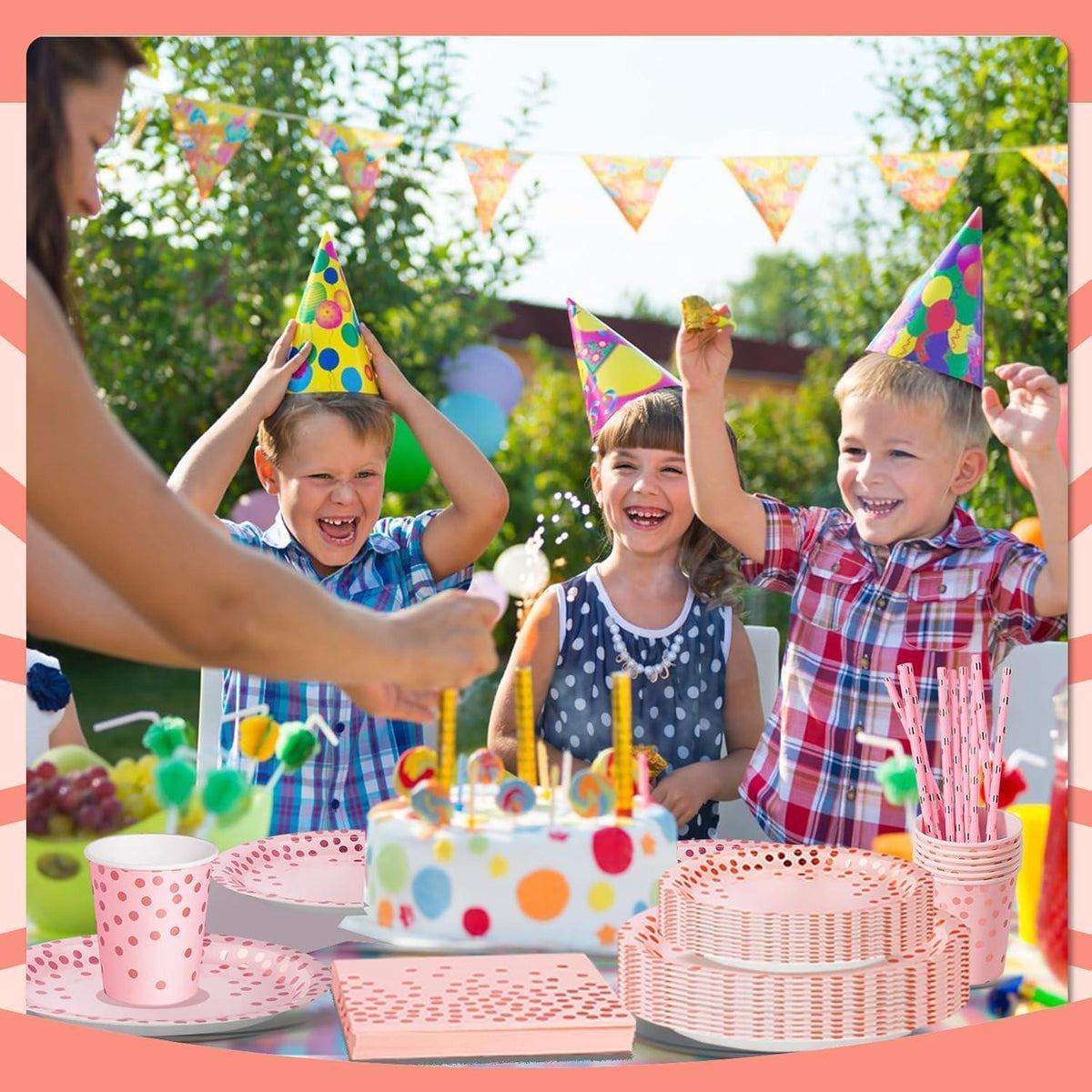 Partygeschirr Set Roségold für 24 Gäste – Teller, Servietten & Becher