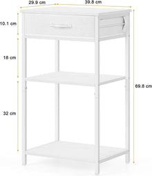 Druckerständer Weiß 3-Stufig mit Rollen Schublade 42x30x70cm