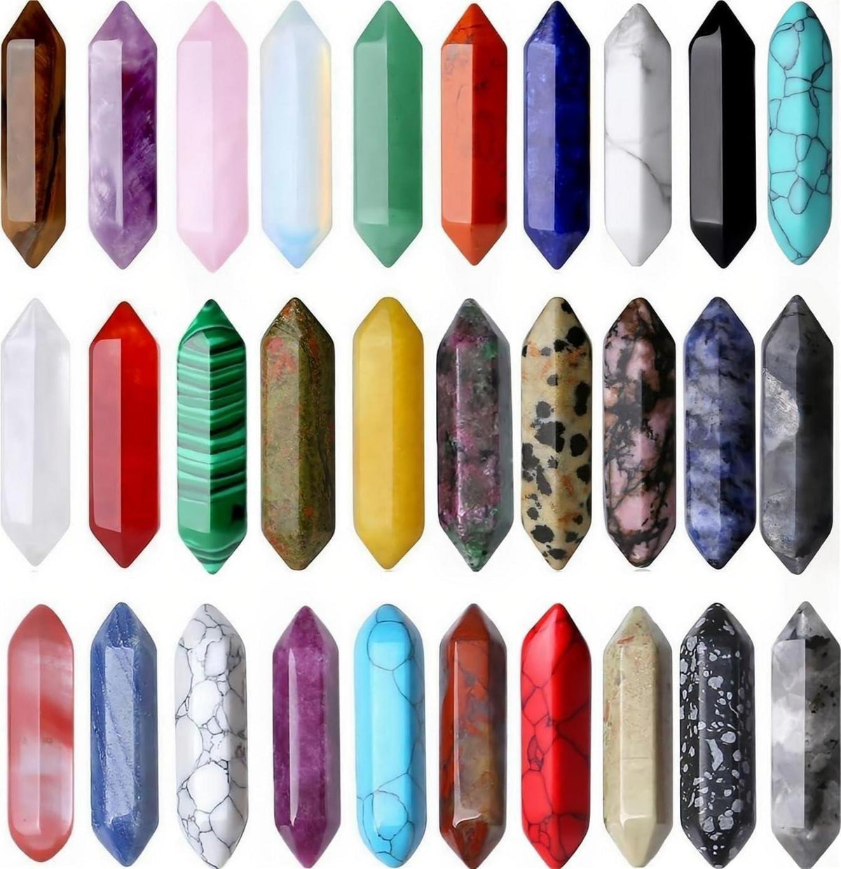 30PCS Natürlicher Edelstein Sechseckige Kristalle Set Amethyst