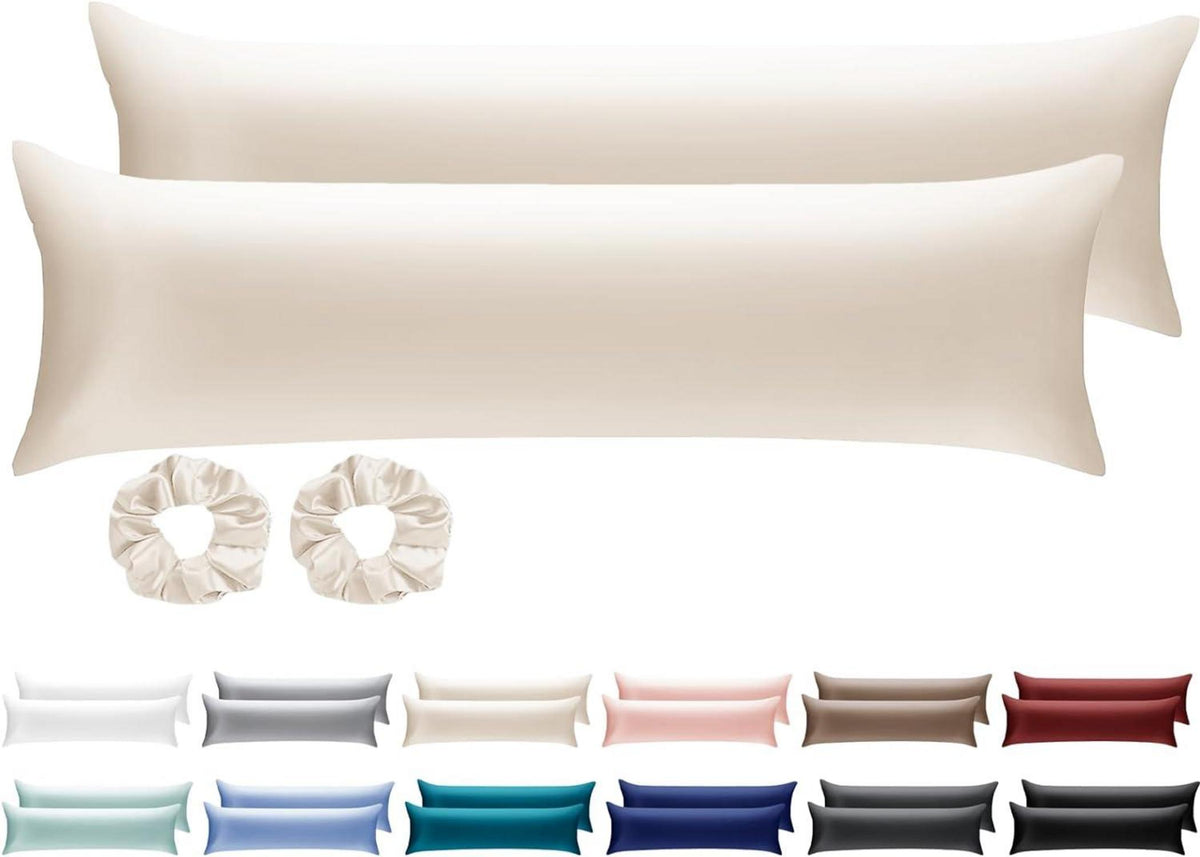 Satin Haargummis 2er Set Beige 40x145cm Öko-Zertifikat