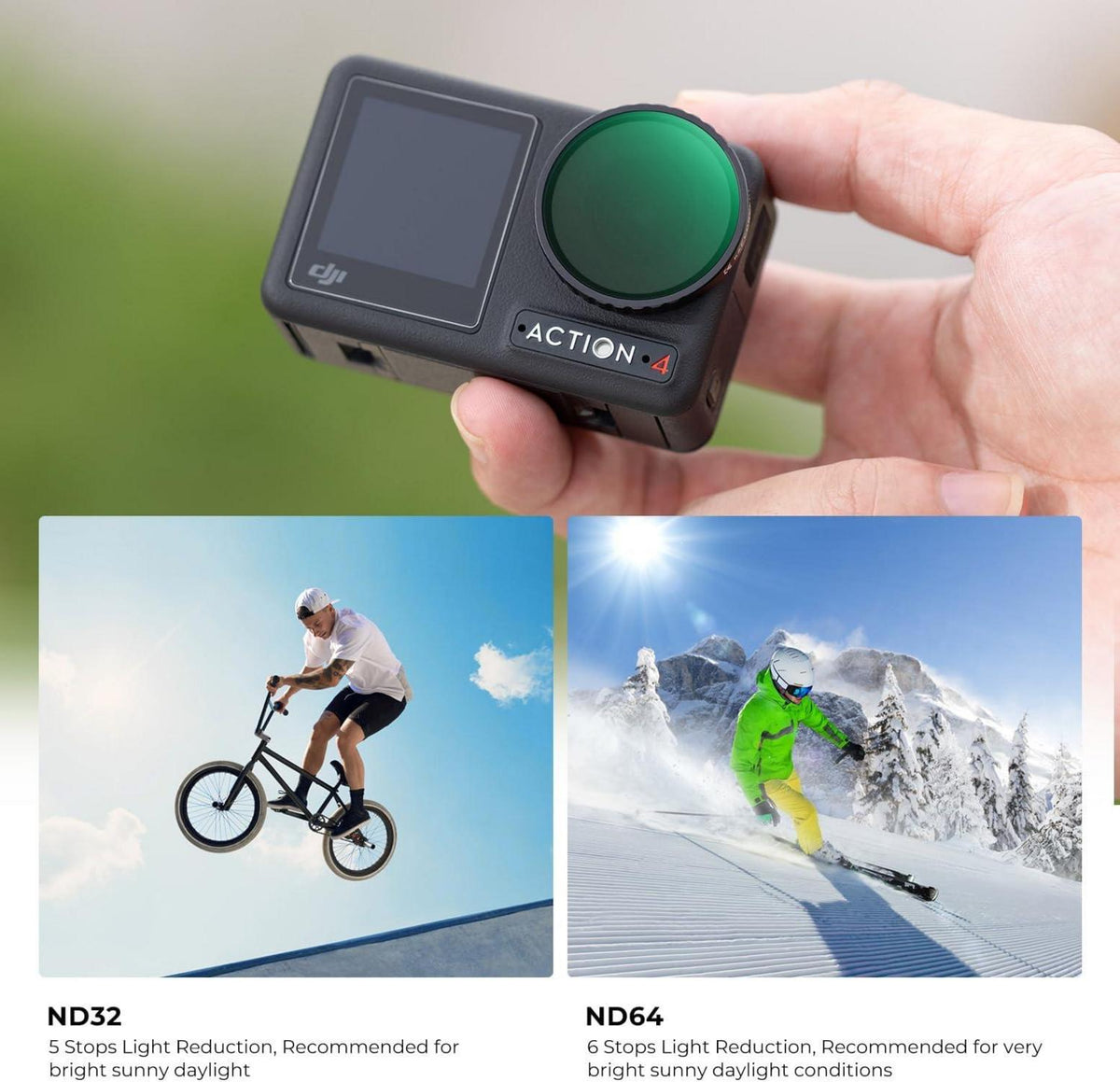 ND Filterset 4er Pack ND8 ND16 ND32 ND64 für DJI Osmo Action 4