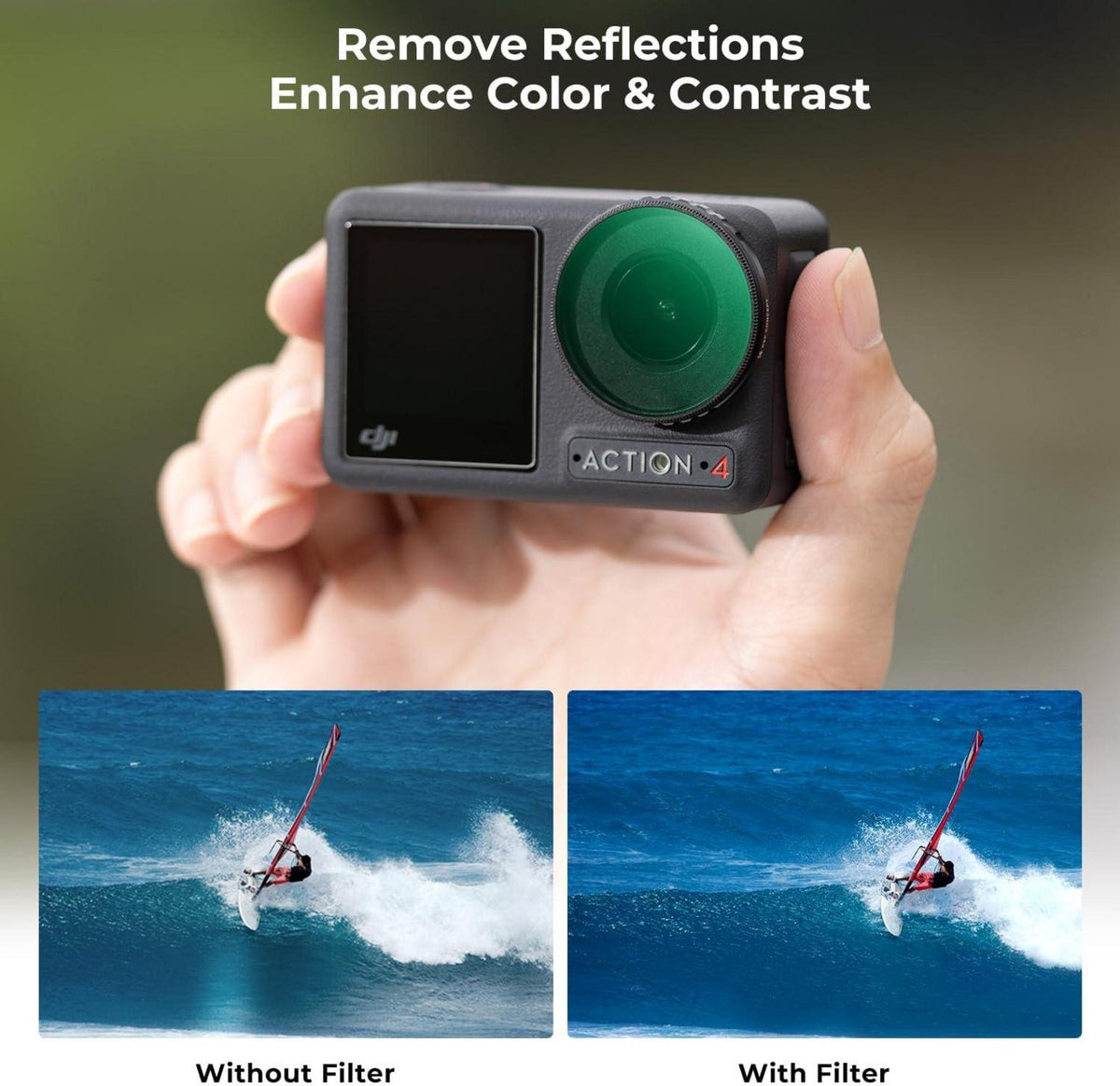 CPL Filter für DJI Osmo Action 4: Leicht, robust, schwarz