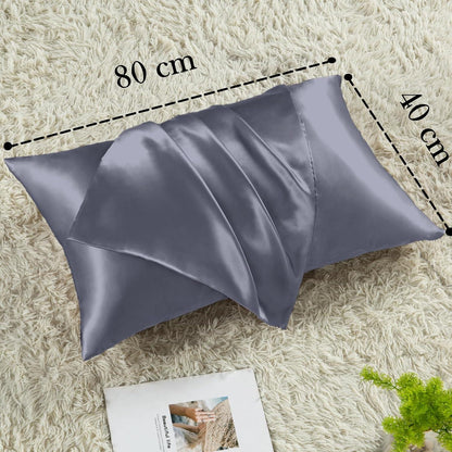 Vielit Satin Kissenbezug 2er Set Blau Violett 40x80 cm mit Haargummis