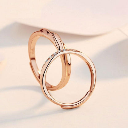 Verstellbare Partnerringe 925 Sterling Silber Rosegold Zirkonia