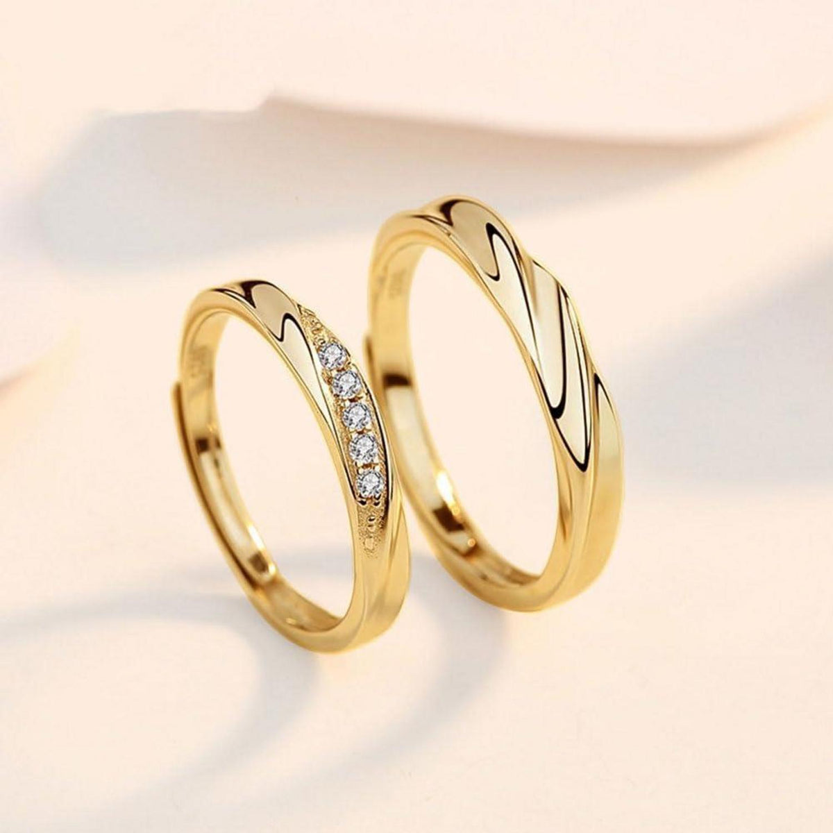 Verstellbare Partnerringe 925 Sterling Silber mit Zirkonia für Paare
