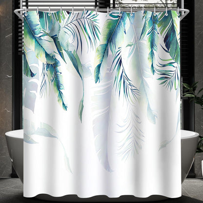 Duschvorhang Grün Blätter Antischimmel Textil Ösen wasserdicht 120x200