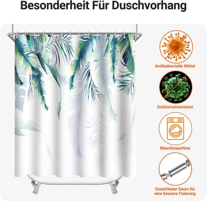 Lerores Duschvorhang grün 120x200cm beschwerter Saum antischimmel wasserdicht
