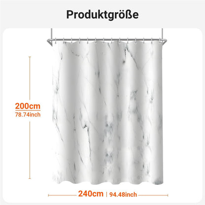 Duschvorhang 240x200cm Marmor wasserabweisend mit beschwertem Saum und