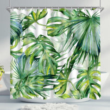 Duschvorhang Grün Blätter 100x200cm Beschwerter Saum Wasserdicht