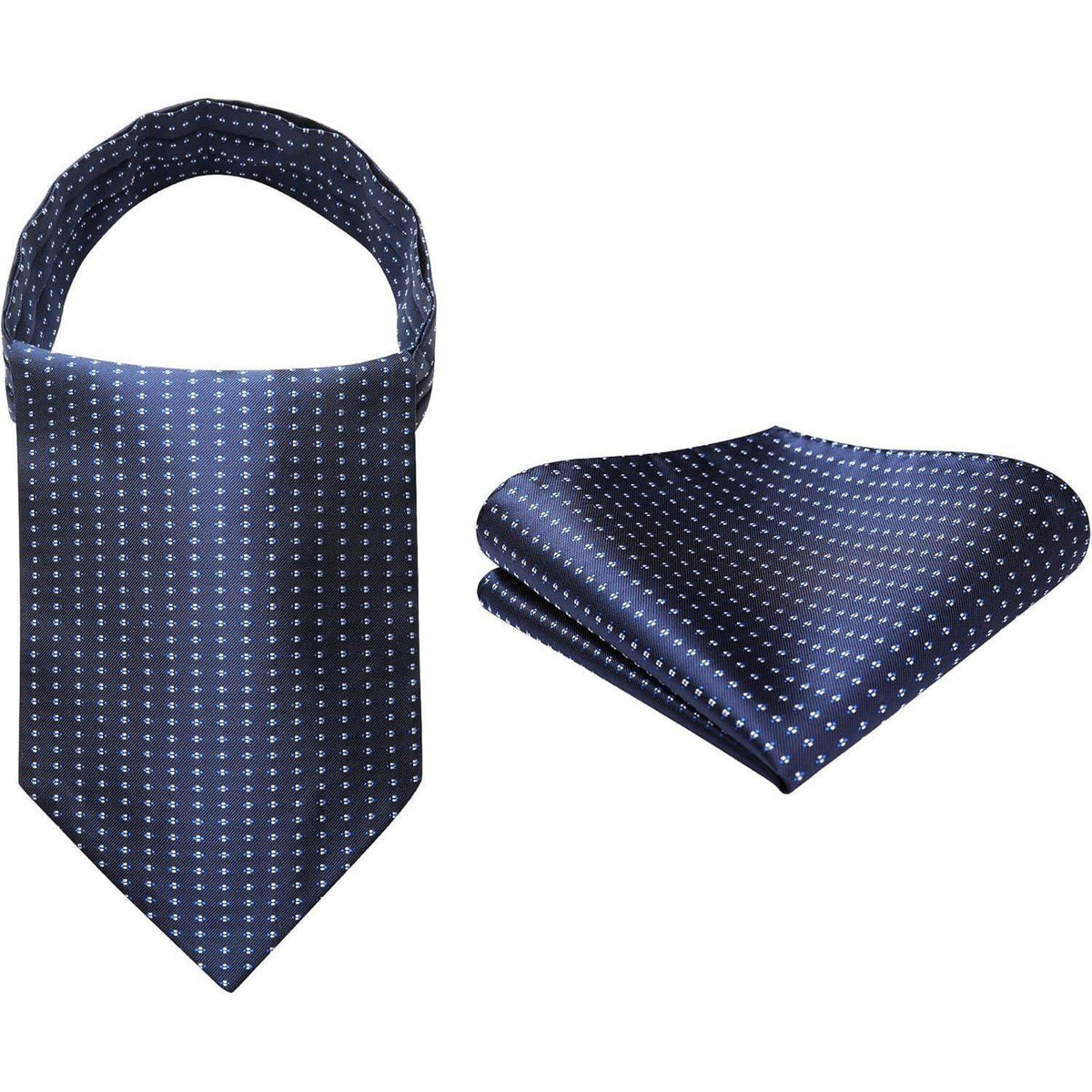 Herren Krawattenschal & Einstecktuch Set Dunkelblau Paisley Seide
