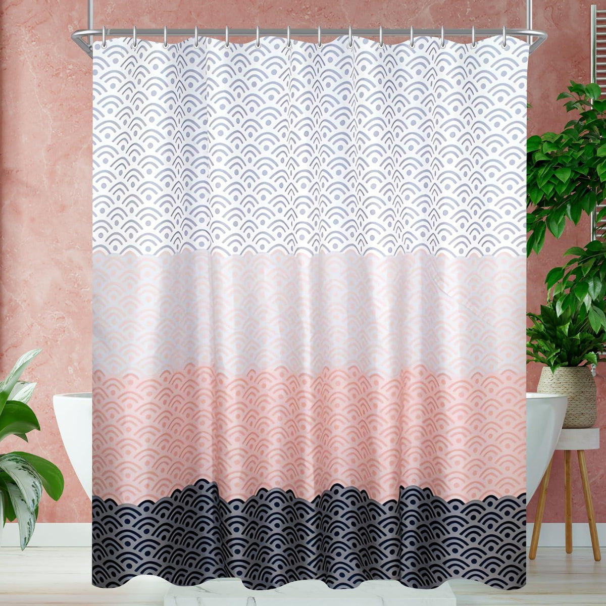 Duschvorhang 240x200cm Blume wasserdicht antischimmel waschbar mit Ösen 1er Pack