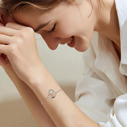 Schwester Armband Damen Silber 925 Herz Anhänger Schmuck