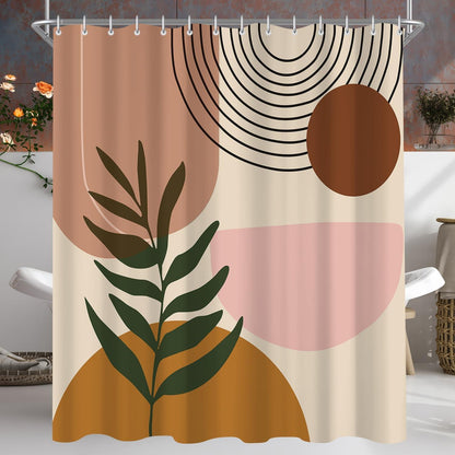 Duschvorhang Blättermuster Antischimmel Textil 240x200 cm