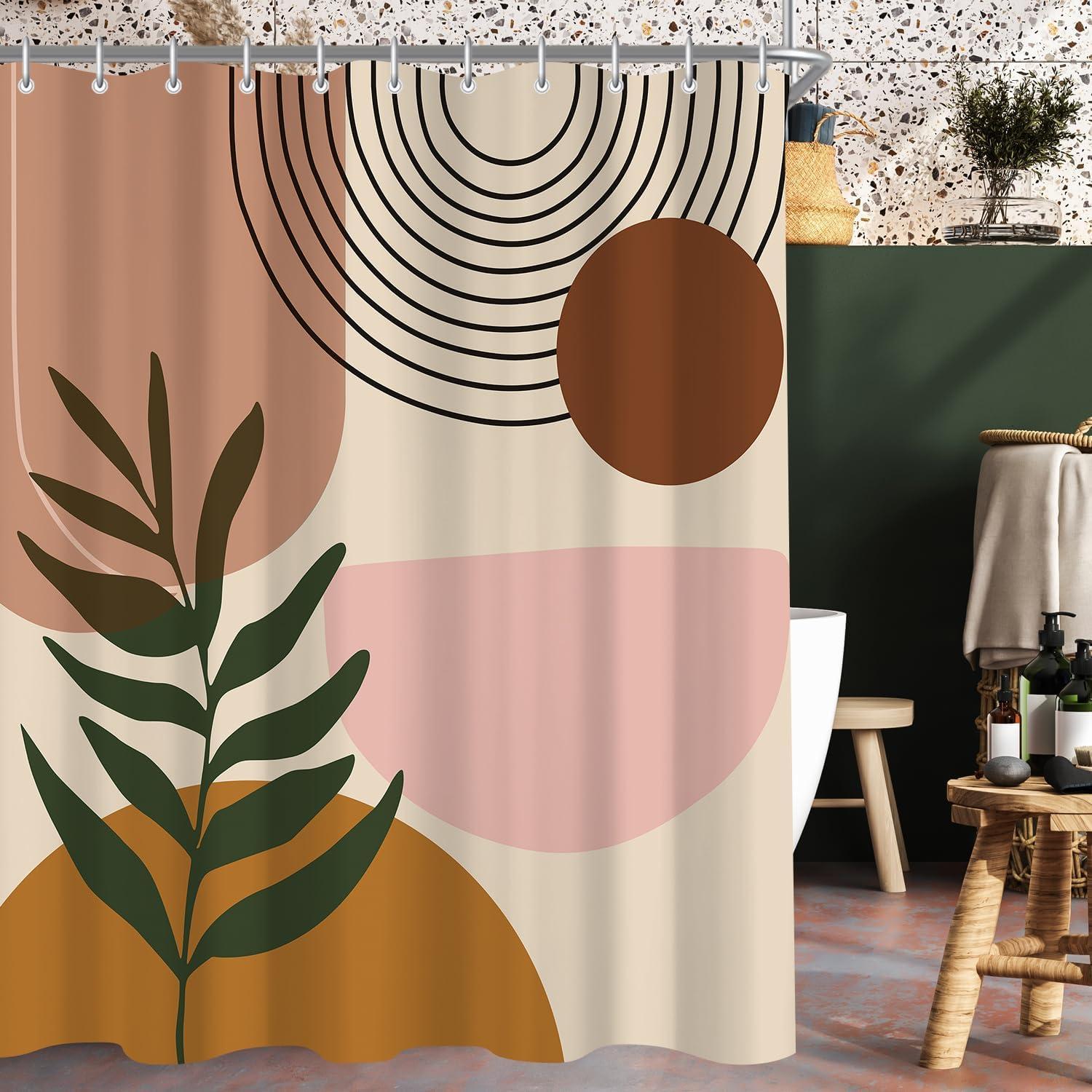 Duschvorhang Blätter 240x200cm Wasserabweisend Antischimmel Polyester Badezimmer