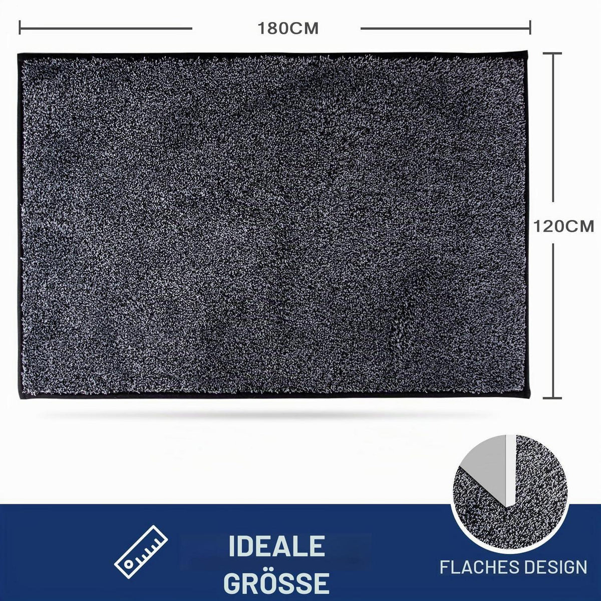 Schmutzfangmatte Grau 120x180 cm – Rutschfest & Waschbar