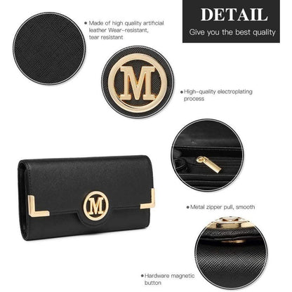 Elegante Henkeltasche Damen mit Geldbörse, Schwarz
