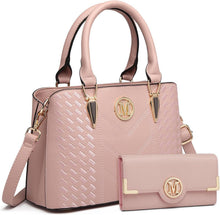 Handtasche Damen Set Rosa PU-Leder Geldbörse