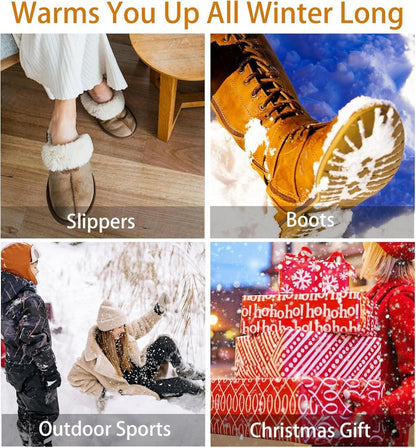 Lammfell Einlegesohlen Winter Warme Schaffell-Einlagen für Damen