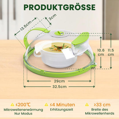 Mikrowellenabdeckung Grün Transparent 30cm Wasserdampfer