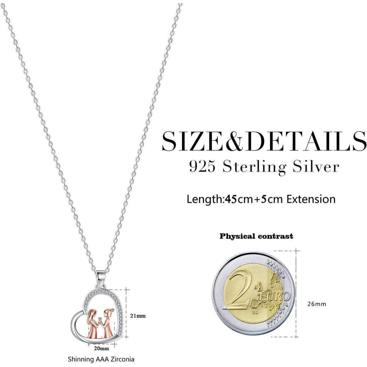 925 Sterling Silber Halskette für Schwestern, verstellbar