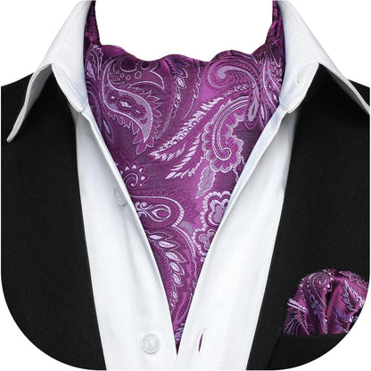 Herren Krawattenschal & Einstecktuch Set Lila Paisley