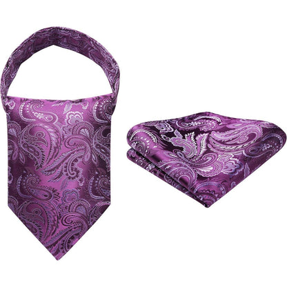 Herren Krawattenschal & Einstecktuch Set Lila Paisley