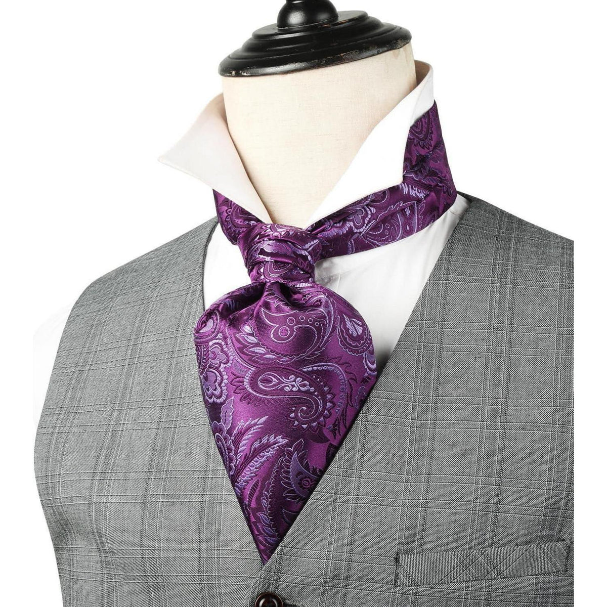 Herren Krawattenschal & Einstecktuch Set Lila Paisley