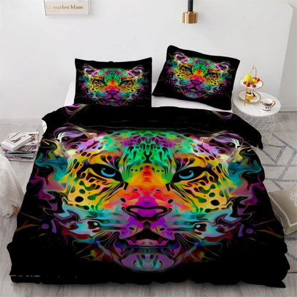 Leopard Kinderbettwäsche 135x200 cm - 4tlg. Mikrofaser 3D Motiv
