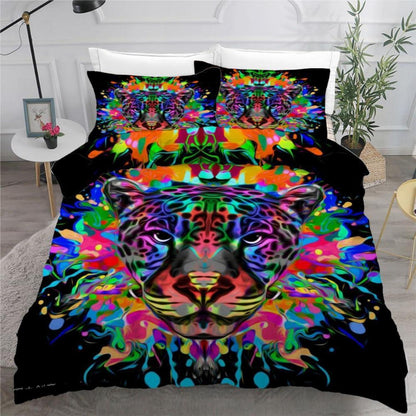 Leopard 3D Bettwäsche-Set 220x240 cm | Mikrofaser & Graffiti Design