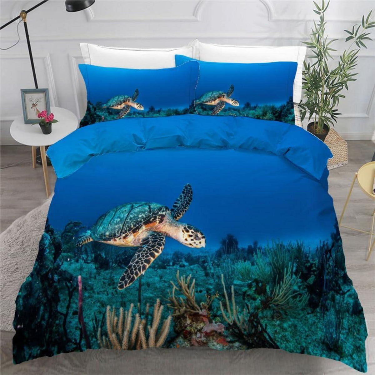 Meeresschildkröte Bettwäsche Set 135x200 cm - 4-teilig Mikrofaser