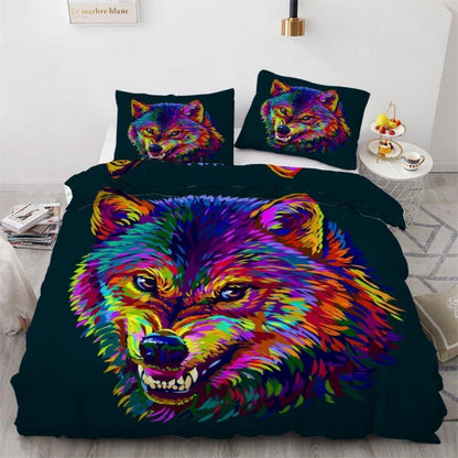 Wolf 3D Kinderbettwäsche Set 135x200 cm - Mikrofaser Bettwäsche