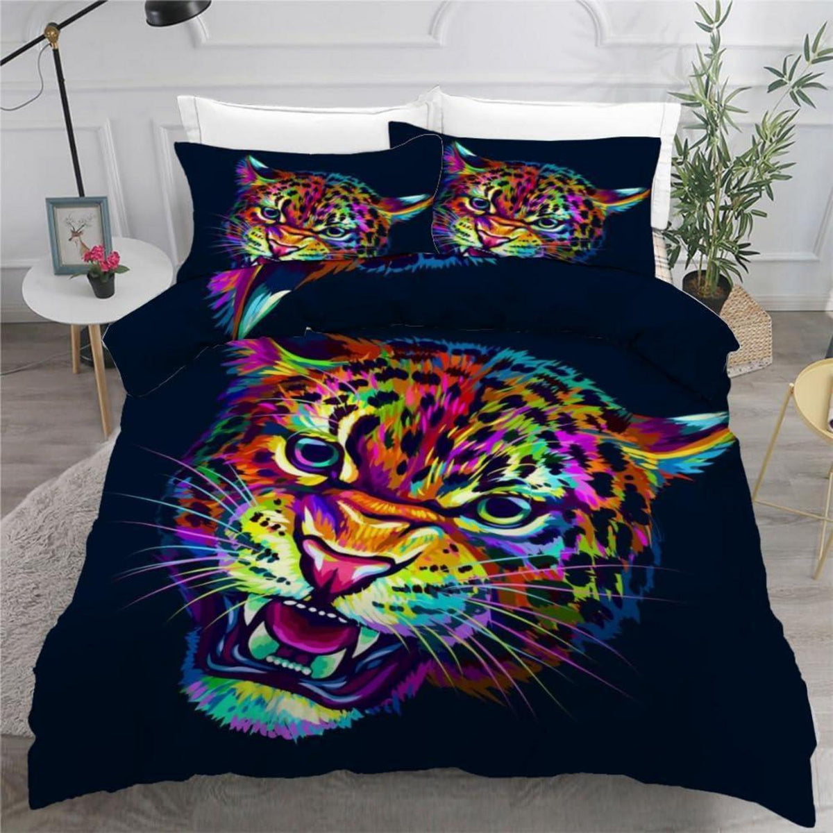 Leopard Kinderbettwäsche 135x200 cm 4tlg. Mikrofaser 3D Motiv