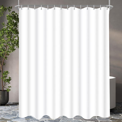 Duschvorhang Reinweiß 240x200cm Textil Wasserabweisend Waschbar