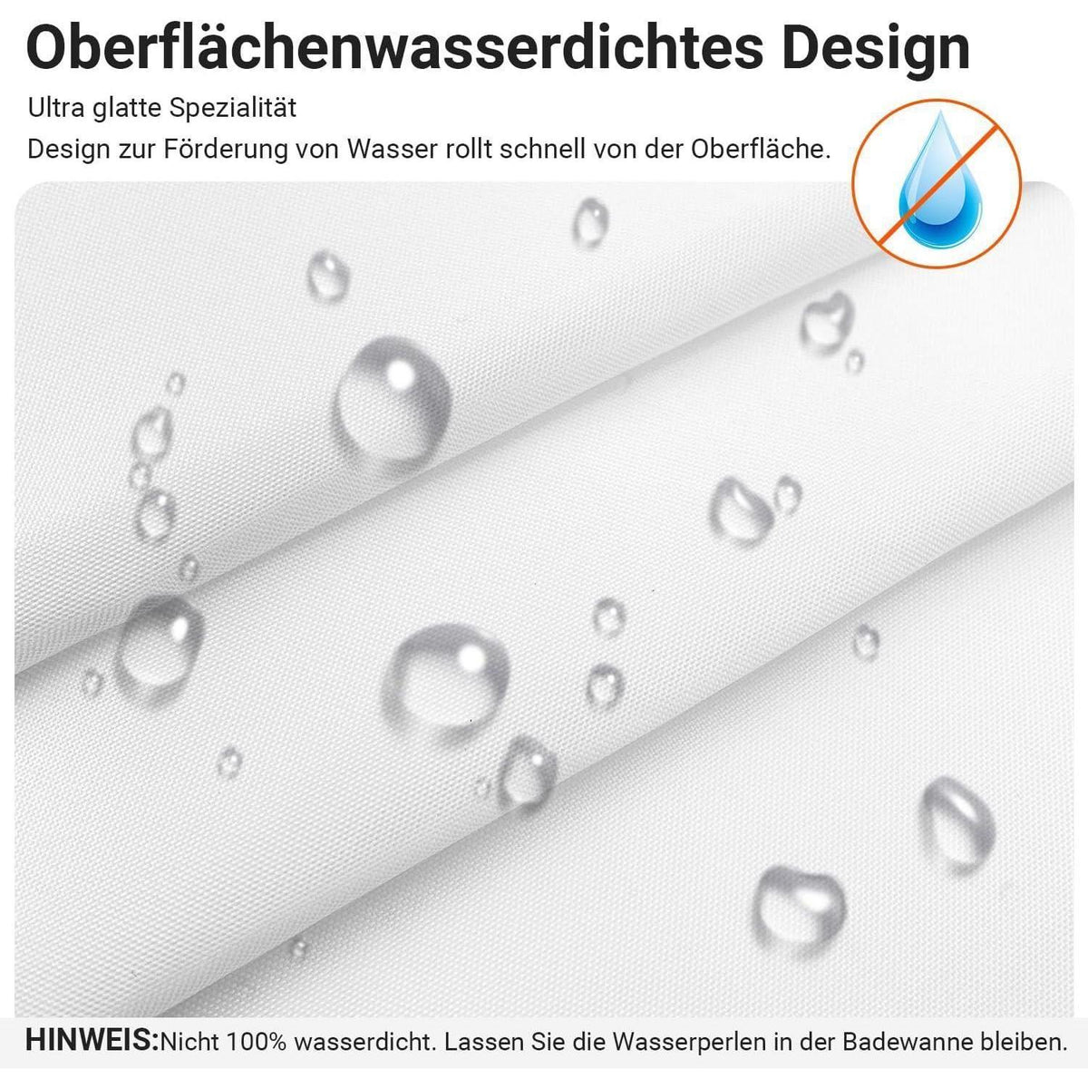 Duschvorhang Reinweiß 240x200cm Textil Wasserabweisend Waschbar