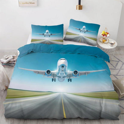 Flugzeug Bettwäsche Set 220x240 cm - 3-teilig Mikrofaser